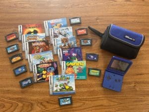 A Gameboy Advance SP and games, circa 2003.