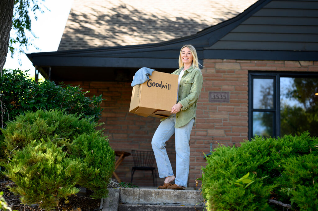 Woman with donation box