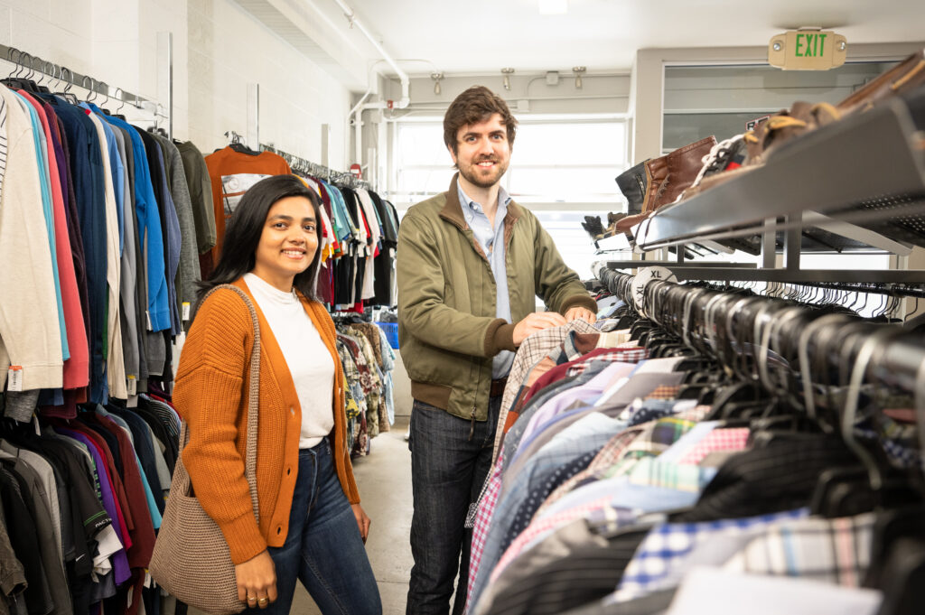 People shopping for clothes