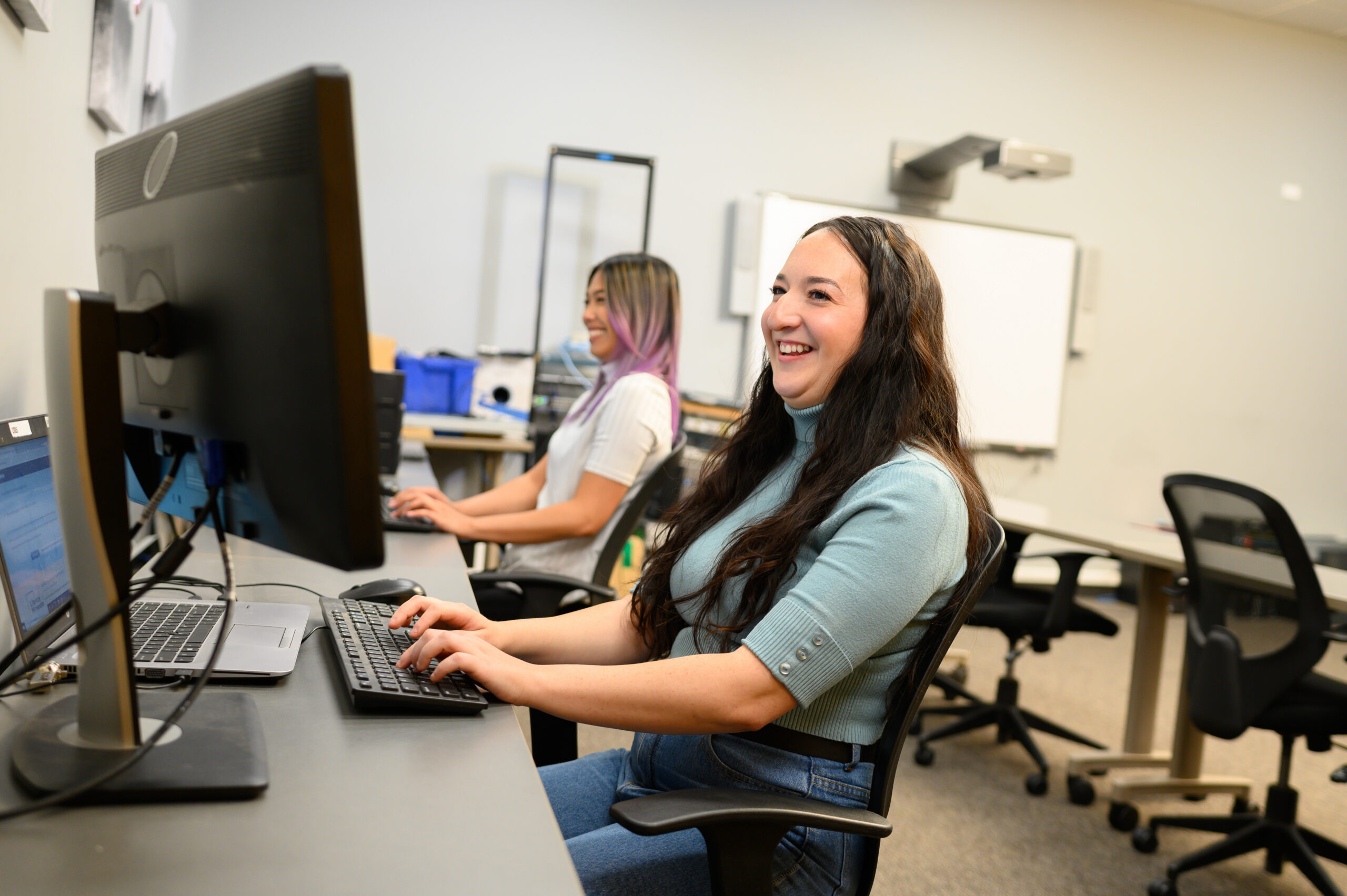 Women at a computer