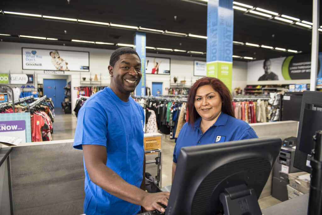Employees at a cash register
