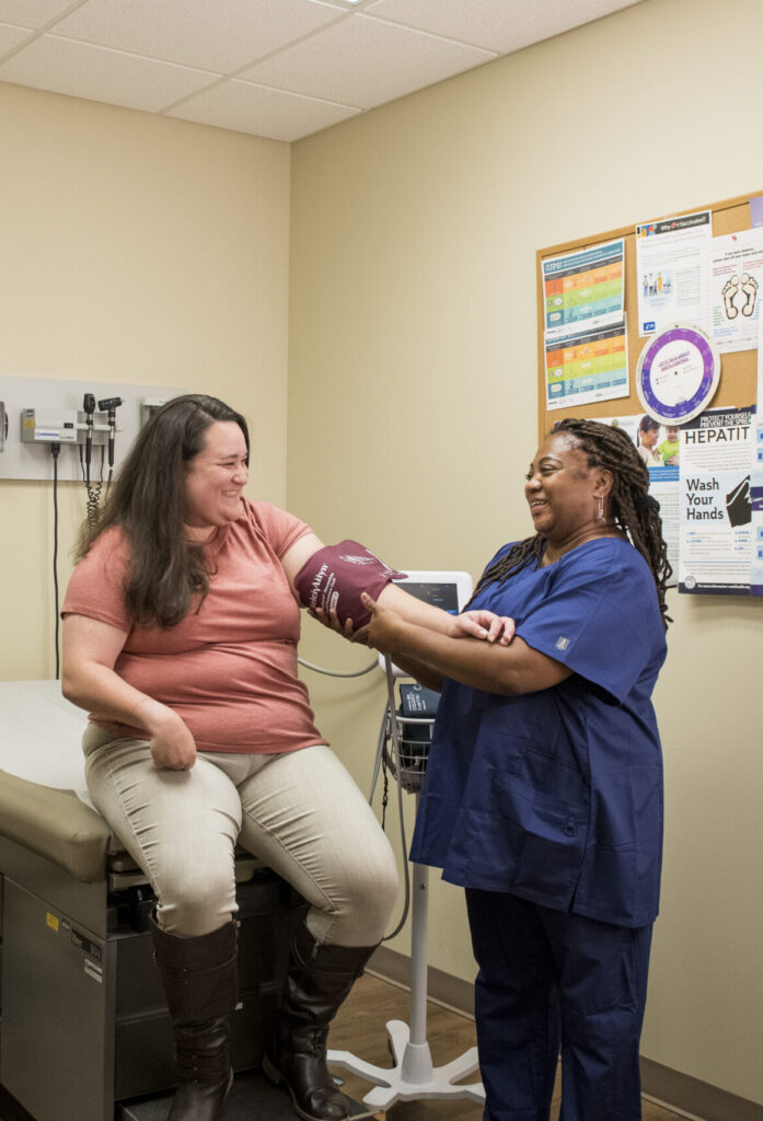 Woman with nurse